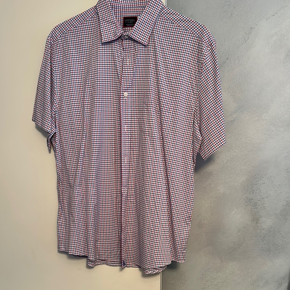 UNTUCKit Red and Blue Casual Button Down Short Sleeve Shirt XL